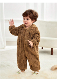 Newborn Baby Boy/Girl Cozy Hooded Fleece Romper Suit