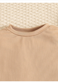 Young 2pcs Girls Teen Knitted Casual Basic Crop Top & Wide Leg Pants Set