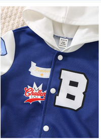 2pcs/Set Baby Girl/Boy Letter Print Contrast Color Hoodie Jacket And Jogger Pants Set