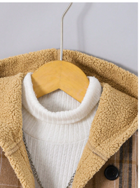 Baby Boy Carnival Plaid Pattern Warm Fleece Hooded Long Sleeve Jacket