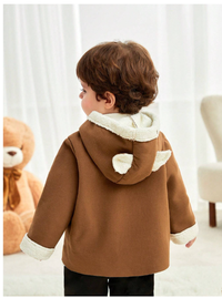 Babyboy/Babygirl Contrast Color Fleece Hooded Jacket