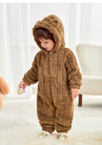 Newborn Baby Boy/Girl Cozy Hooded Fleece Romper Suit