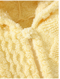 Baby Girl Cute Hooded Rabbit Ear Jumpsuit With Plush Material For Autumn And Winter