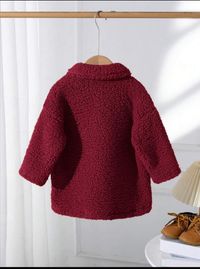 Baby Girl Plush Turndown Collar Mid-Length Winter Coat