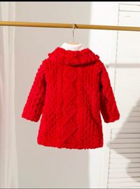 Baby Girls' Casual Solid Color Cable Knit Thick Warm Outwear