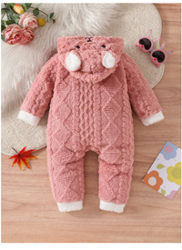 Newborn Baby Girl Cute Embroidery Hooded Casual Romper