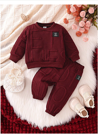 Baby Girl Letter Jacquard Sweatshirt & Pants Set