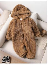 Newborn Baby Boy/Girl Cozy Hooded Fleece Romper Suit