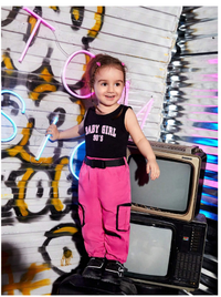 Baby Letter Graphic Tank Top & Flap Pocket Pants