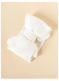 1pc Baby White Diy Woolen Double Layer High Elasticity Headband With Large Bowknot 