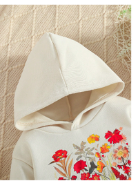 Baby Girls 2 Pieces/Set Of Stylish And Elegant Floral Hoodie + Flared Pants 