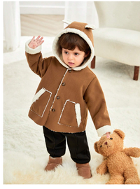 Babyboy/Babygirl Contrast Color Fleece Hooded Jacket