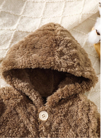 Baby Boy Winter Front Button Hooded Fleece Jumpsuit