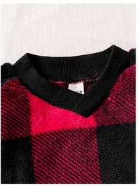 Baby Boy 2pcs Stripe Pullover V-Neck Teddy Sweatshirt & Casual Sports Pants Outfit