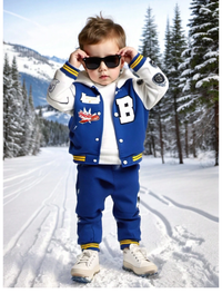 2pcs/Set Baby Girl/Boy Letter Print Contrast Color Hoodie Jacket And Jogger Pants Set