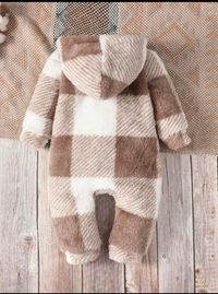 Baby Boy Buffalo Plaid Dual Pocket Hooded Flannel Jumpsuit