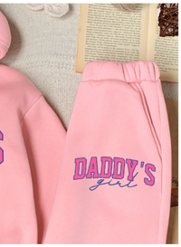  2pcs Young Girls Oversized Letter Pattern Casual Hoodie Sweatshirt And Pants Set