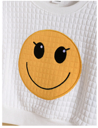 Baby Boy Cartoon Face Print Sweatshirt & Sweatpants