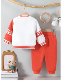 2pcs/Set Baby/Toddler Autumn/Winter Sporty Stylish Baseball Jacket And Casual Long Pants Outfit