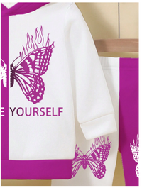 Infant Girls' Casual Fashion Butterfly Print Graphic Basic Hoodie Sweatshirt And Pants Set