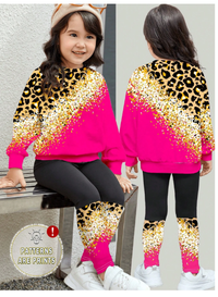 Baby Girl Casual Knitted Thick Crew Neck Long Sleeve Sweatshirt & Leggings Set