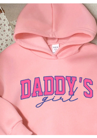  2pcs Young Girls Oversized Letter Pattern Casual Hoodie Sweatshirt And Pants Set