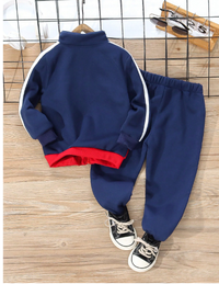  2pcs Young Boy Casual Sporty Street Chic Cute Stylish Leopard Tricolor Print Zip-Up Hoodie + Long Pant
