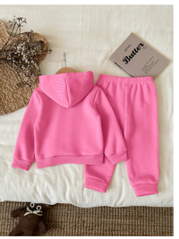  Baby Girl Knitted Soft Hooded Casual Loose Fit Long Sleeve Sweatshirt And Pants Set