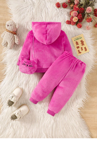 2pcs Baby Girl Hooded Letter Embroidered Long Sleeve Top And Elastic Waist Pants Casual Outfit