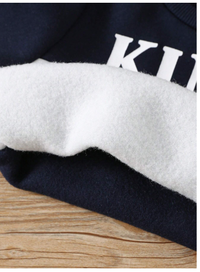 2pcs/Set Baby Boys Contrast Color Block Crew Neck Sweatshirt And Thermal Lined Pants 