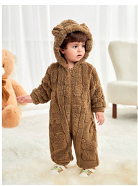 Newborn Baby Boy/Girl Cozy Hooded Fleece Romper Suit
