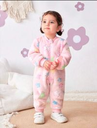  Newborn Baby Girl Thermal Fleece Colorful Star Print Rompers