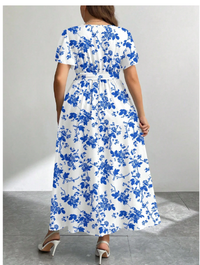 Floral Print Loose Plus Size Dress