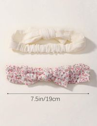 3pcs solid color printed bow elastic headband