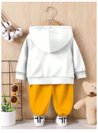 Baby Boy Casual Minimalist Stylish Classic Truck Print Loose Comfortable Knit Soft Hooded Sweatshirt & Pants Set