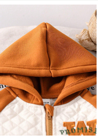 Baby Boy 2pcs Outfit - Dark Color Casual Suit, Letter Embroidery Hoodie Long Sleeve Jacket + Solid Color Pants