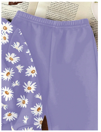 Baby Girl Vintage Daisy Floral Print Casual Loose Fit Crew Neck Soft Knit Pullover Sweatshirt & Comfy Jogger Pants Set