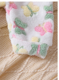 1pc Baby Girls' Cute Fleece Hooded Long Sleeve Romper