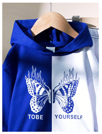 2pcs Baby Girls Butterfly Print Contrast Color Sporty Sweatshirt And Sweatpants Set