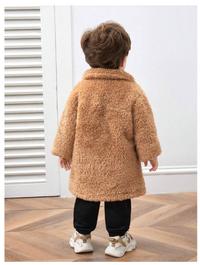 Baby Boy/Girl Long Casual Fleece Jacket With Pocket, Warm Stand Collar Winter Outerwear