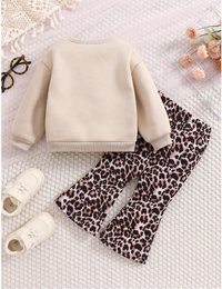 2pcs/Set Baby Girl Loose Casual Minimalist Comfortable Round Neck Cartoon Print Hoodie And Sweatpants