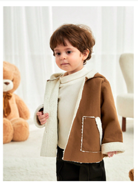 Babyboy/Babygirl Contrast Color Fleece Hooded Jacket